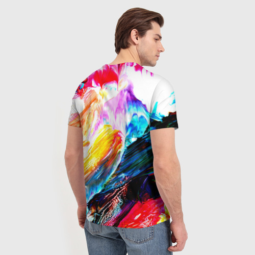 Мужская футболка 3D с принтом Абстракция красок, вид сзади #2