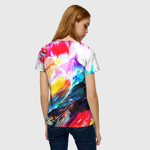 Женская футболка 3D с принтом Абстракция красок, вид сзади #2