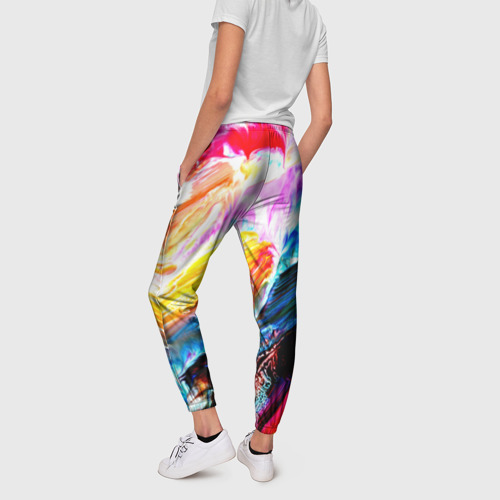 Женские брюки 3D с принтом Абстракция красок, вид сзади #2
