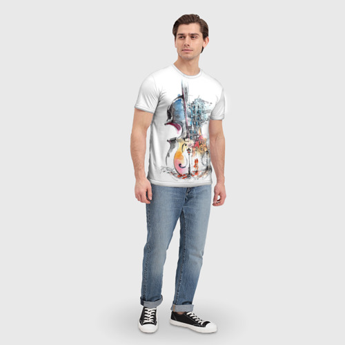 Мужская футболка 3D с принтом Скрипка, вид сбоку #3