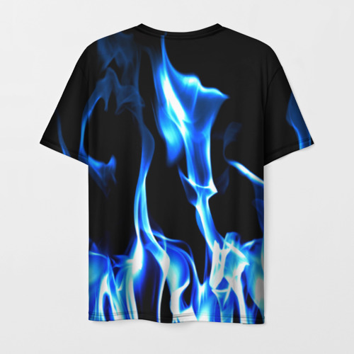 Мужская футболка 3D с принтом Огонь, вид сзади #1