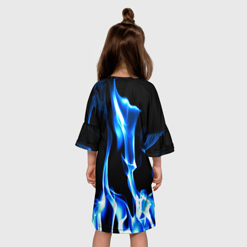 Детское платье 3D с принтом Огонь, вид сзади #2