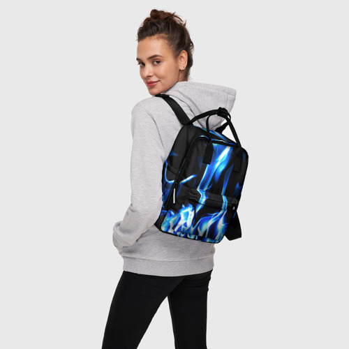 Женский рюкзак 3D с принтом Огонь, вид сбоку #3