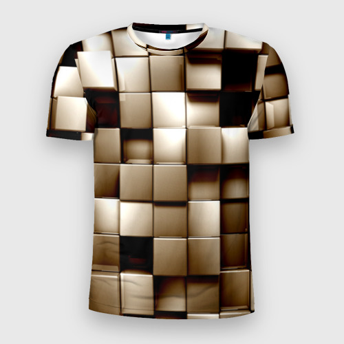 Мужская футболка 3D Slim с принтом Кубики, вид спереди #2