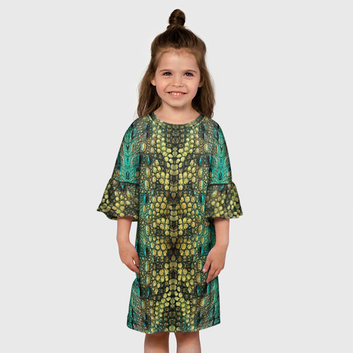 Детское платье 3D с принтом Крокодил, вид сбоку #3