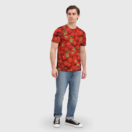 Мужская футболка 3D с принтом Клубнички, вид сбоку #3