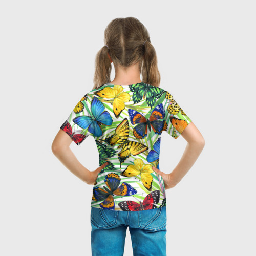 Детская 3D футболка с принтом Бабочки 2, вид сзади #2