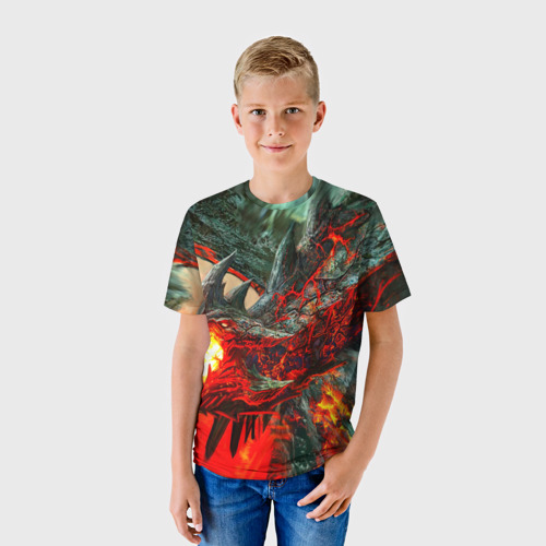 Детская футболка 3D с принтом Дракон, фото на моделе #1