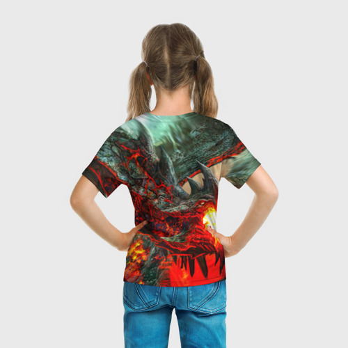 Детская футболка 3D с принтом Дракон, вид сзади #2