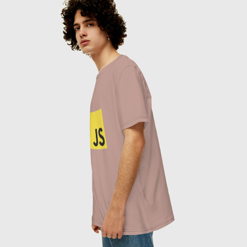 Мужская футболка хлопок Oversize с принтом JS return true; (black), вид сбоку #3