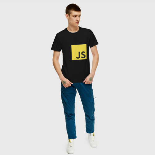 Мужская футболка с принтом JS return true; (black), вид сбоку #3