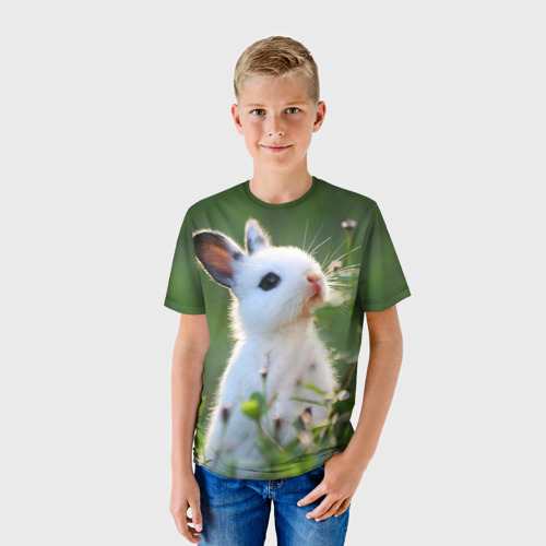 Детская футболка 3D с принтом Кролик, фото на моделе #1