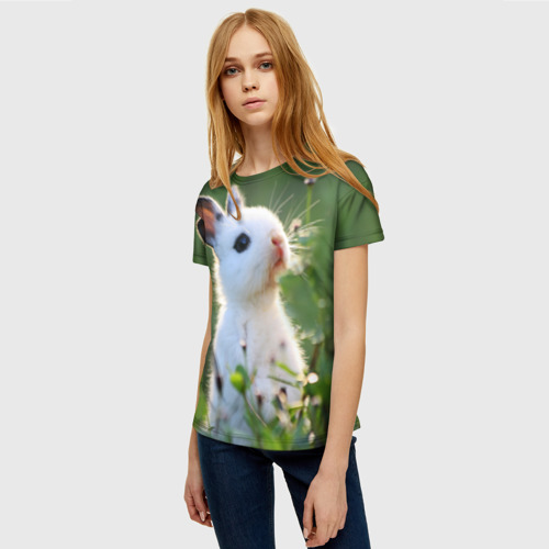 Женская футболка 3D с принтом Кролик, фото на моделе #1