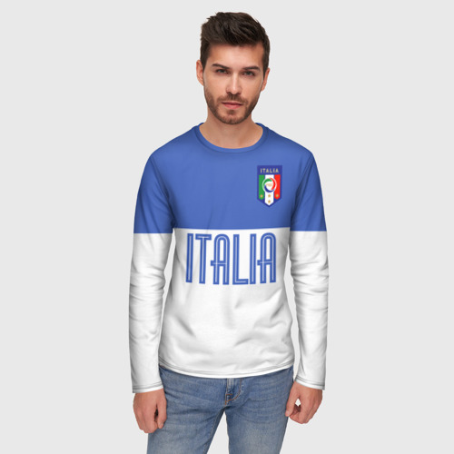 Мужской лонгслив 3D с принтом Сборная Италии по футболу, фото на моделе #1