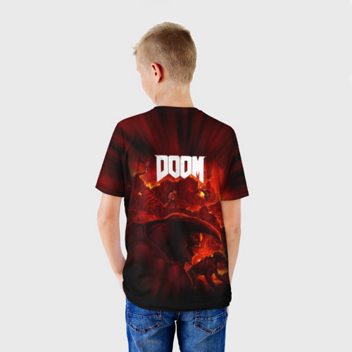 Детская футболка 3D с принтом Doom 2016, вид сзади #2