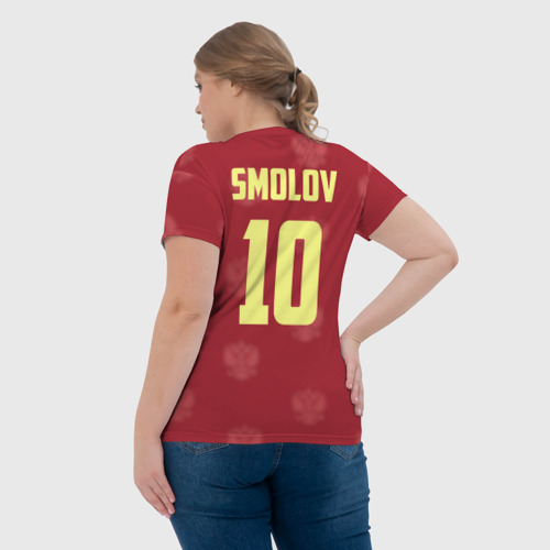 Женская футболка 3D с принтом Федор Смолов, вид сзади #2