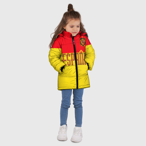 Зимняя куртка для девочек 3D с принтом Сборная Испании по футболу, вид сбоку #3
