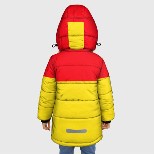 Зимняя куртка для девочек 3D с принтом Сборная Испании по футболу, вид сзади #2