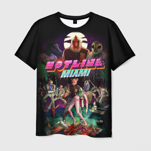 Мужская футболка 3D с принтом Hotline Miami 17, вид спереди #2