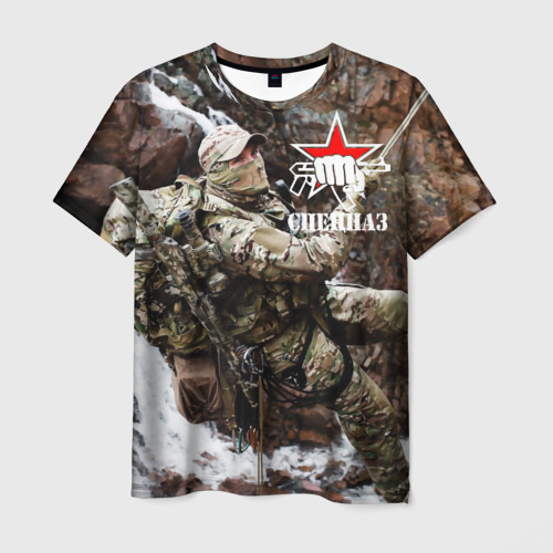 Мужская 3D футболка с принтом Спецназ России, вид спереди #2