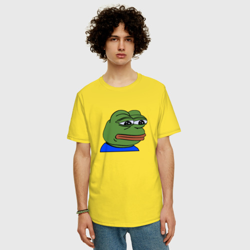 Мужская футболка хлопок Oversize с принтом Sad frog, фото на моделе #1
