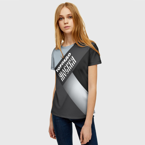 Женская футболка 3D с принтом Торпедо Москва, фото на моделе #1