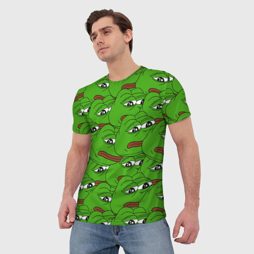 Мужская футболка 3D с принтом Sad frogs, фото на моделе #1