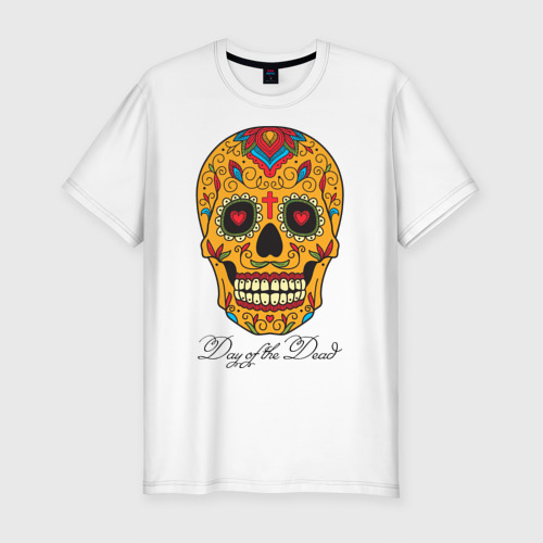 Мужская футболка премиум с принтом Мексиканский череп, вид спереди #2