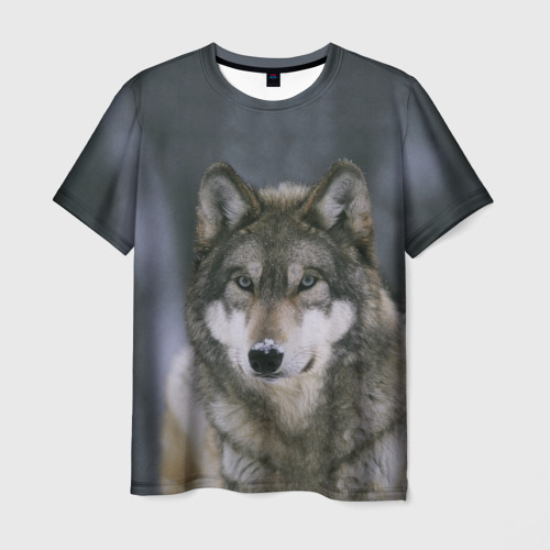 Мужская 3D футболка с принтом Волк, вид спереди #2