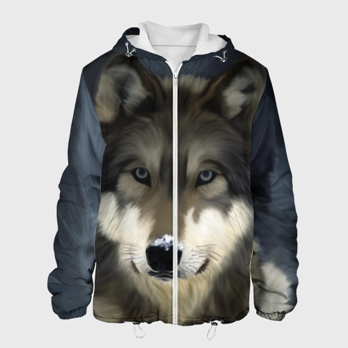 Мужская куртка 3D с принтом Картина волк, вид спереди #2