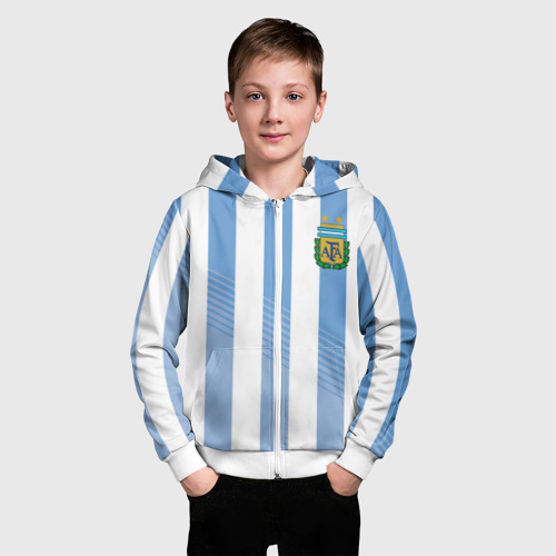 Детская толстовка 3D на молнии с принтом Сборная Аргентины по футболу, фото на моделе #1