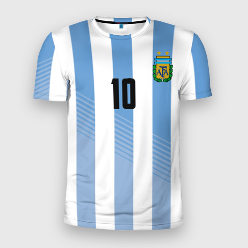 Мужская футболка 3D Slim с принтом Месси (сборная Аргентины), вид спереди #2
