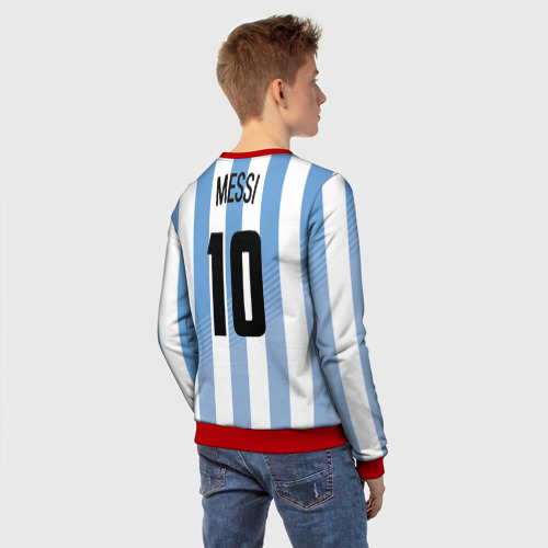 Детский свитшот 3D с принтом Месси (сборная Аргентины), вид сзади #2