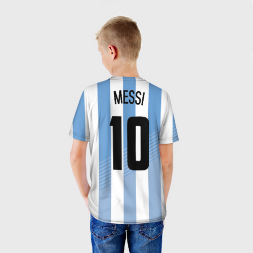 Детская 3D футболка с принтом Месси (сборная Аргентины), вид сзади #2