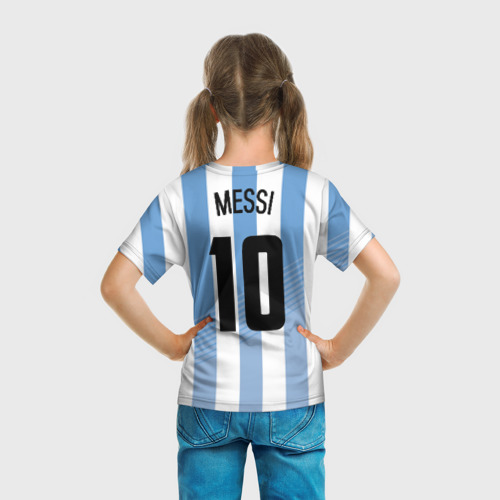 Детская 3D футболка с принтом Месси (сборная Аргентины), вид сзади #2