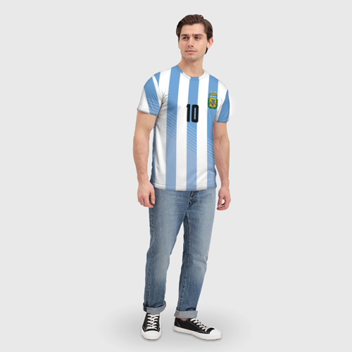 Мужская 3D футболка с принтом Месси (сборная Аргентины), вид сбоку #3