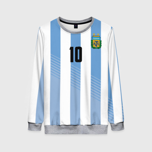 Женский свитшот 3D с принтом Месси (сборная Аргентины), вид спереди #2