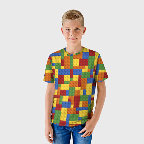 Детская 3D футболка с принтом Конструктор лего, фото на моделе #1