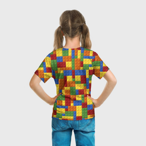 Детская 3D футболка с принтом Конструктор лего, вид сзади #2