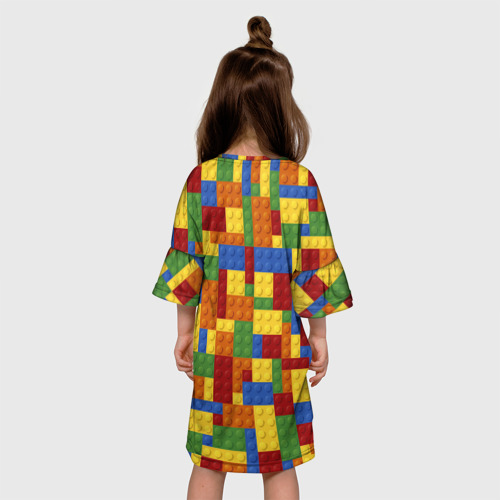 Детское платье 3D с принтом Конструктор лего, вид сзади #2