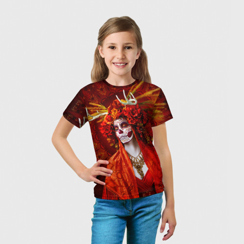 Детская футболка 3D с принтом День мертвецов, вид сбоку #3