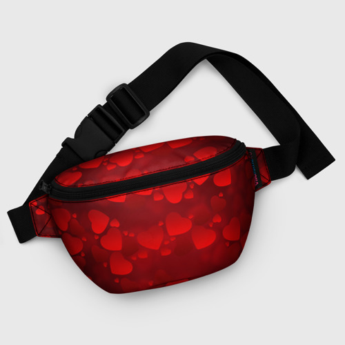 Поясная сумка 3D с принтом Красные сердца, фото #5