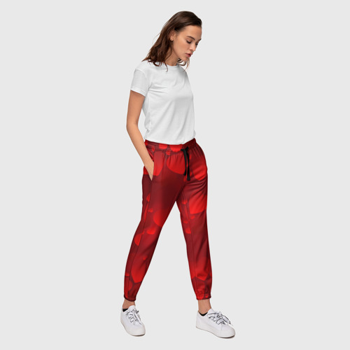 Женские брюки 3D с принтом Красные сердца, вид сбоку #3