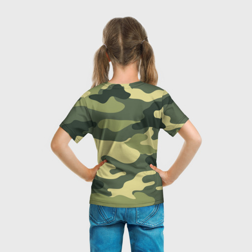 Детская футболка 3D с принтом Камуфляж, вид сзади #2