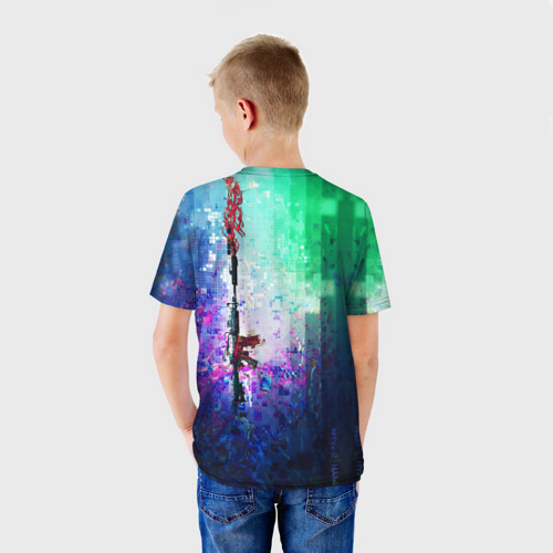 Детская футболка 3D с принтом CS GO, вид сзади #2