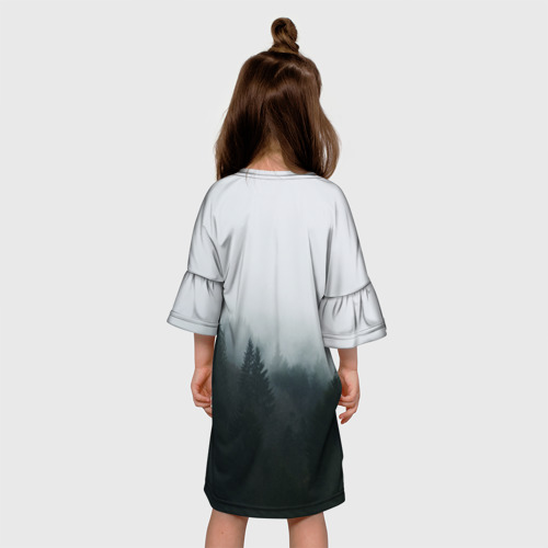 Детское платье 3D с принтом Лес, вид сзади #2