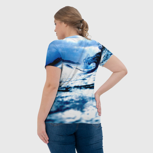 Женская футболка 3D с принтом Волна, вид сзади #2