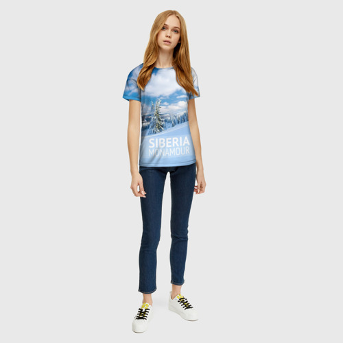 Женская футболка 3D с принтом Сибирь, вид сбоку #3