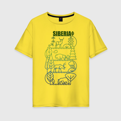 Женская футболка хлопок Oversize с принтом Сибирь, вид спереди #2