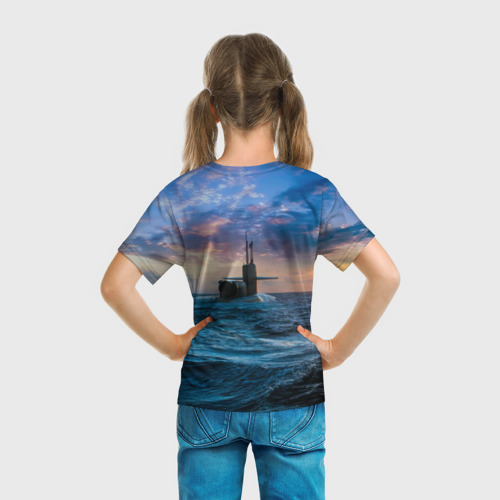 Детская футболка 3D с принтом Подводная лодка, вид сзади #2